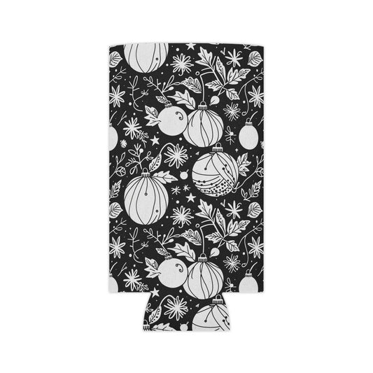 Black and White Festive Ornaments Can Cooler 50% Off - DeRose Seasonal