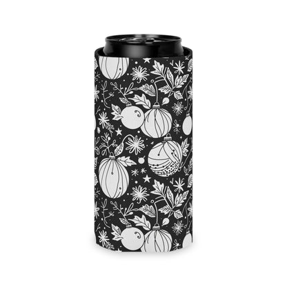 Black and White Festive Ornaments Can Cooler 50% Off - DeRose Seasonal