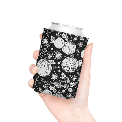 Black and White Festive Ornaments Can Cooler 50% Off - DeRose Seasonal