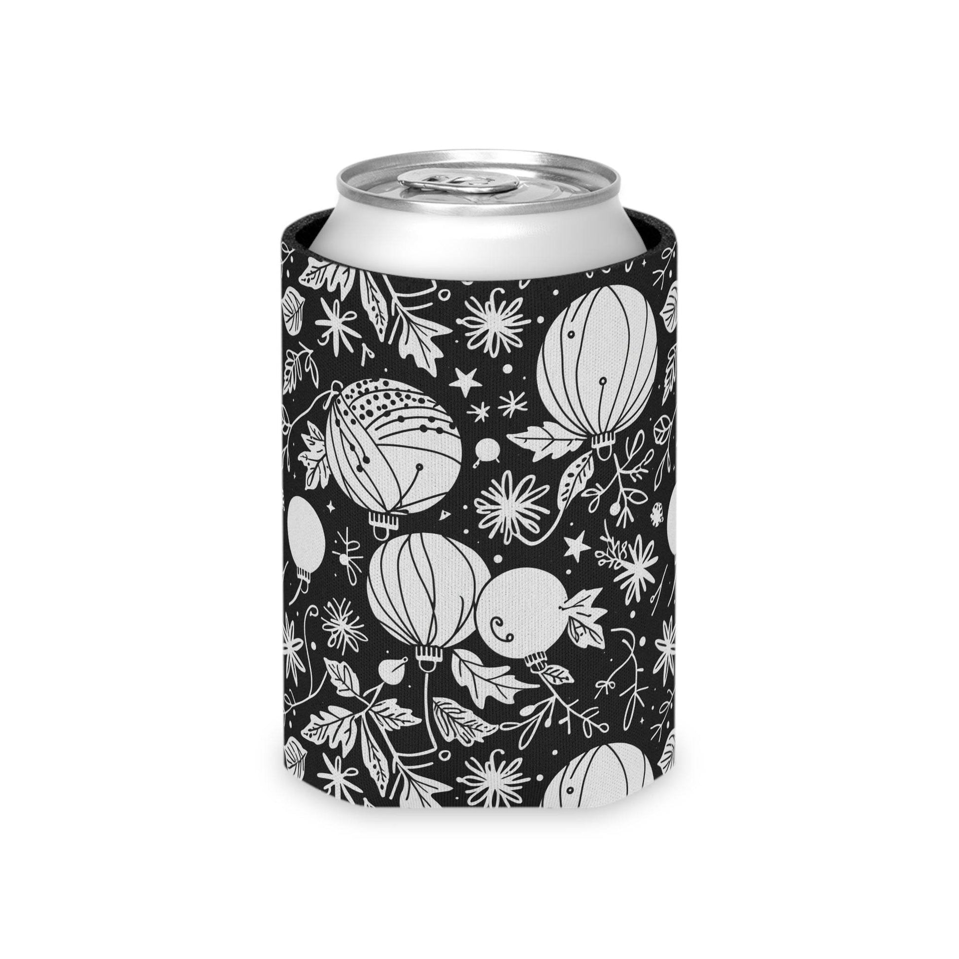 Black and White Festive Ornaments Can Cooler 50% Off - DeRose Seasonal