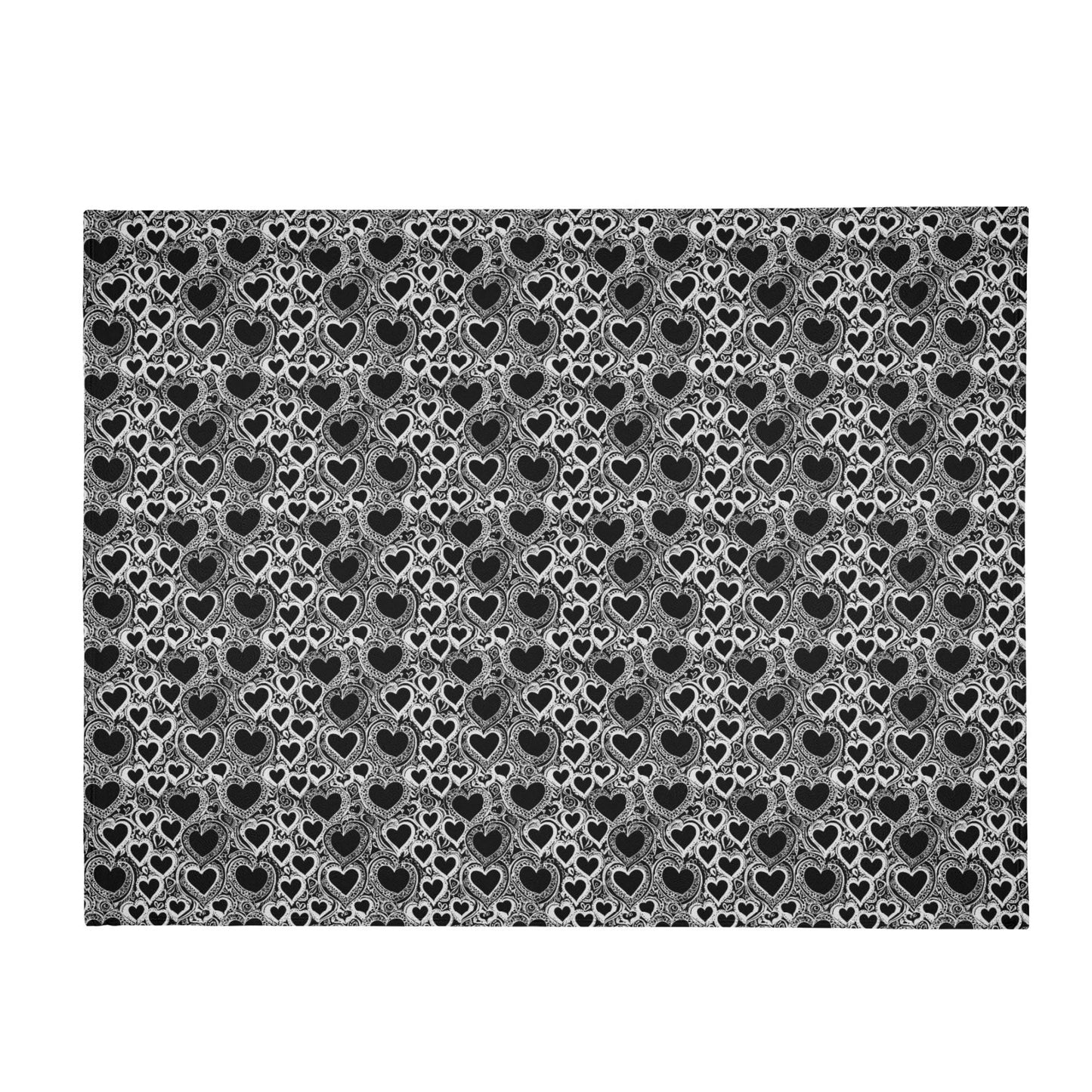 Black and White Groovy Hearts Flannel Breathable Blanket 4 Sizes - DeRose Seasonal