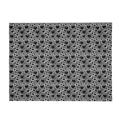 Black and White Groovy Hearts Flannel Breathable Blanket 4 Sizes - DeRose Seasonal