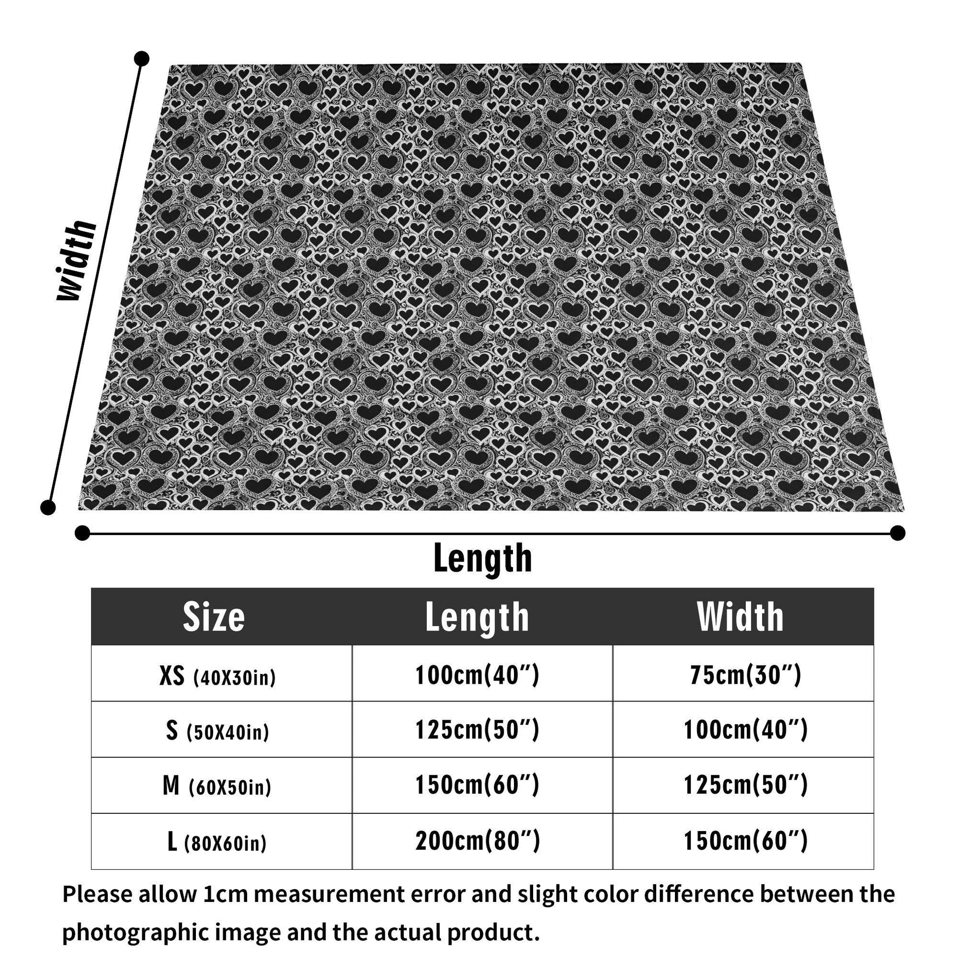 Black and White Groovy Hearts Flannel Breathable Blanket 4 Sizes - DeRose Seasonal