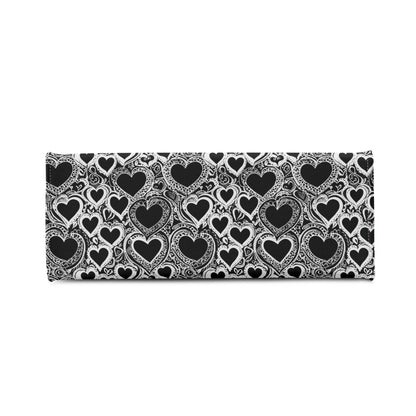 Black and White Groovy Hearts Luxury Women Leather Handbag (3 sizes) - DeRose Seasonal