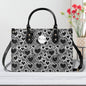 Black and White Groovy Hearts Luxury Women Leather Handbag (3 sizes) - DeRose Seasonal