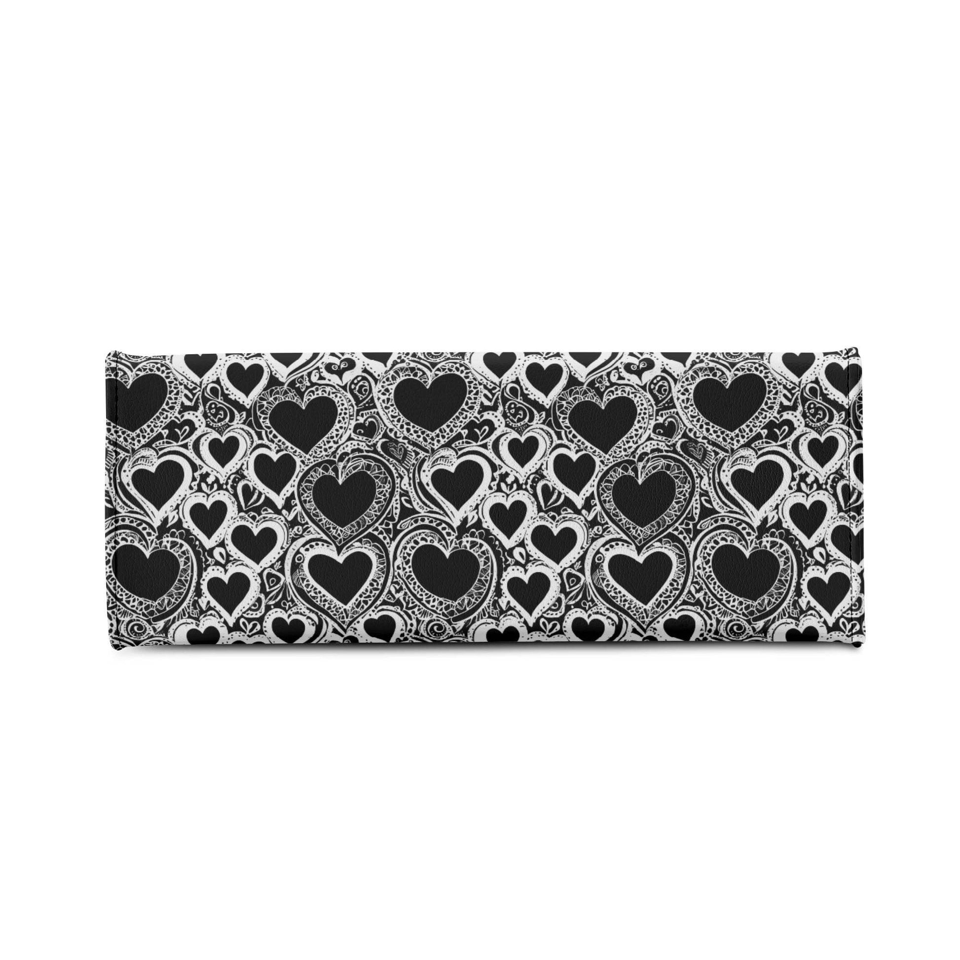 Black and White Groovy Hearts Luxury Women Leather Handbag (3 sizes) - DeRose Seasonal