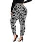Black and White Groovy Hearts Women's Plus Size High Waited Leggings Women's High Waist Leggings(Plus Size)(ModelL45) - DeRose Seasonal