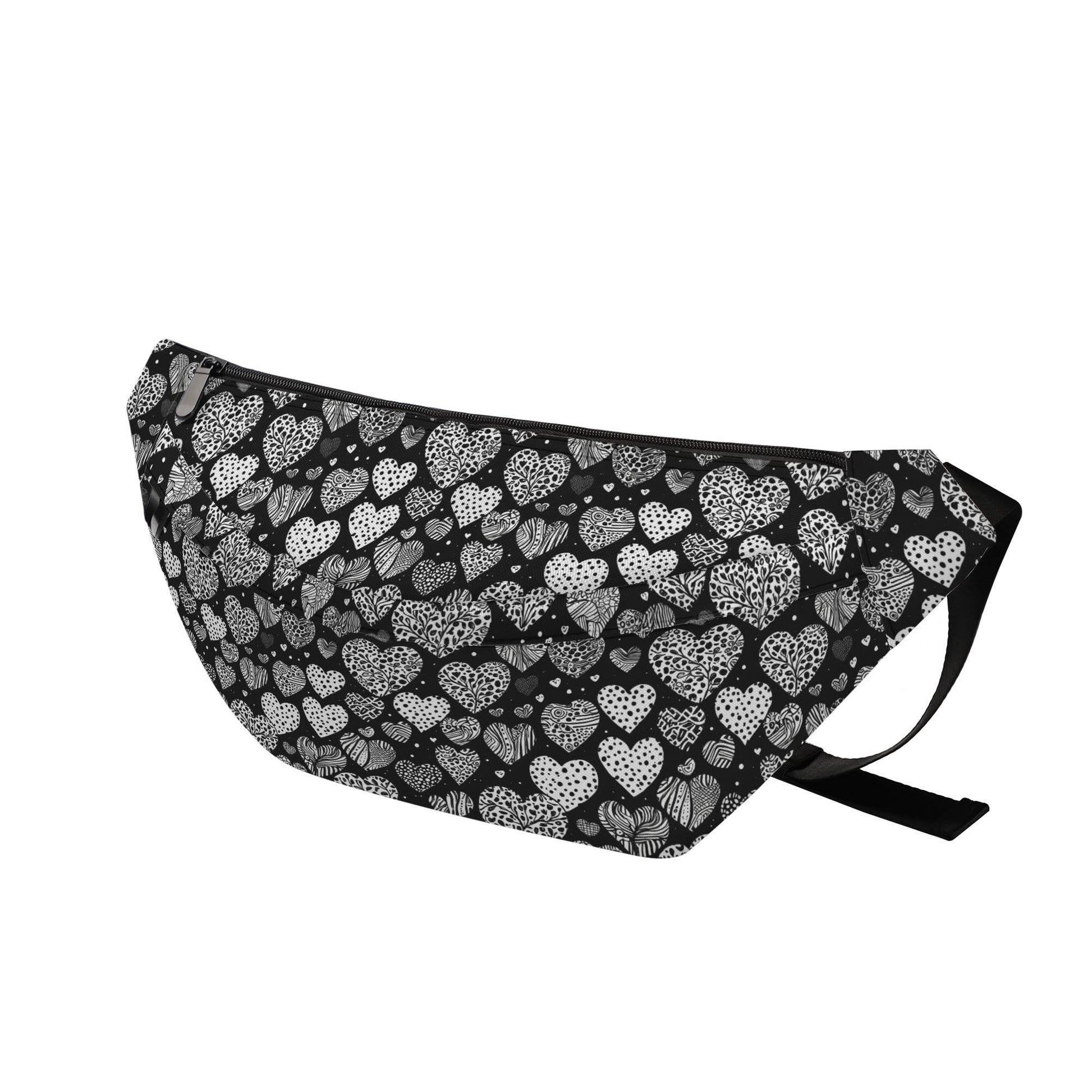 Black and White Hearts Fanny Pack - DeRose Seasonal