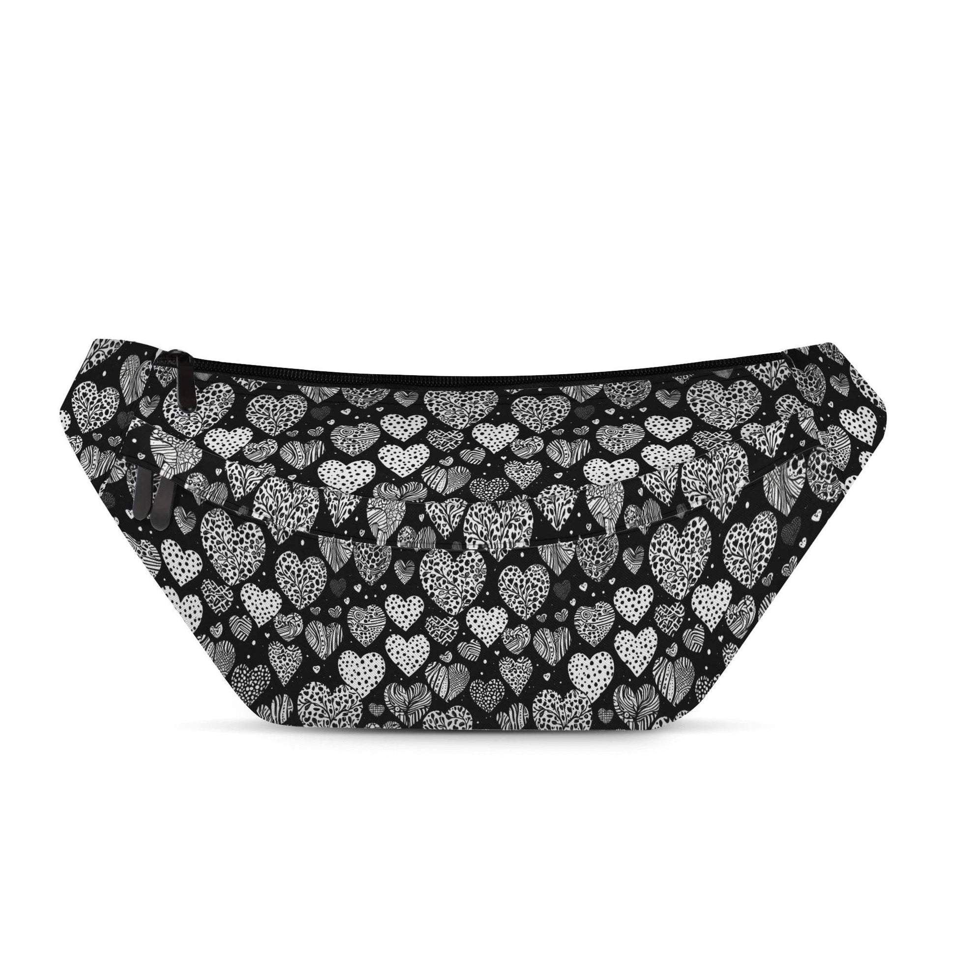 Black and White Hearts Fanny Pack - DeRose Seasonal