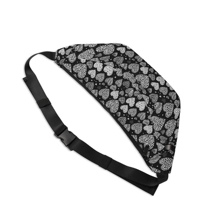 Black and White Hearts Fanny Pack - DeRose Seasonal