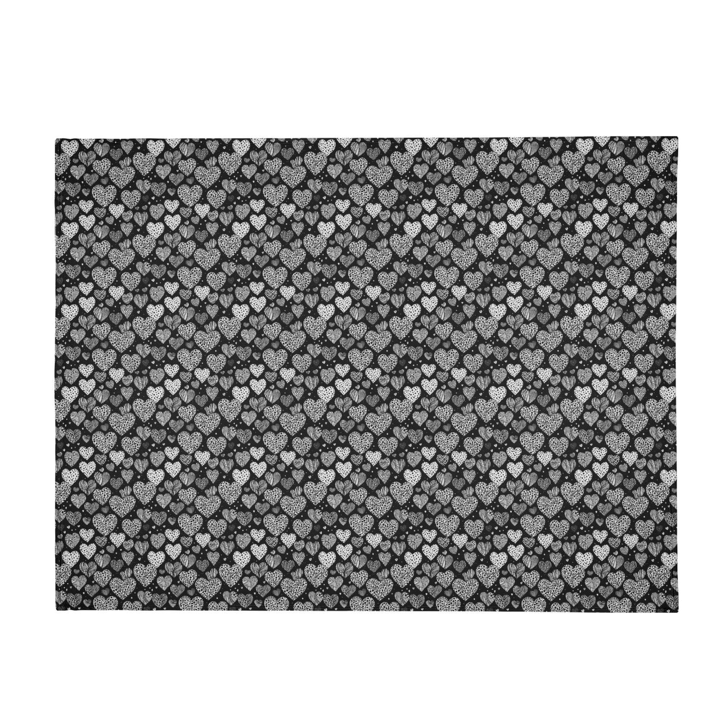 Black and White Hearts Flannel Breathable Blanket 4 Sizes - DeRose Seasonal