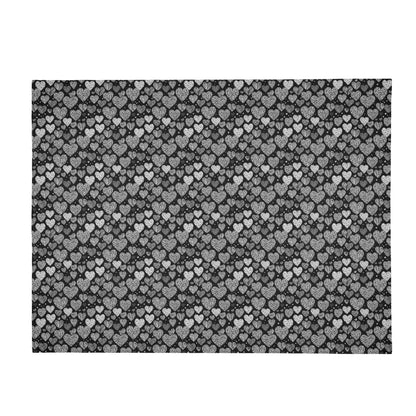 Black and White Hearts Flannel Breathable Blanket 4 Sizes - DeRose Seasonal