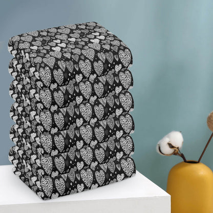 Black and White Hearts Hand Towels (6 Pcs) - DeRose Seasonal