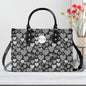 Black and White Hearts Luxury Women Leather Handbag (3 sizes) - DeRose Seasonal
