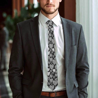 Black and White Hearts Men's Necktie - DeRose Seasonal