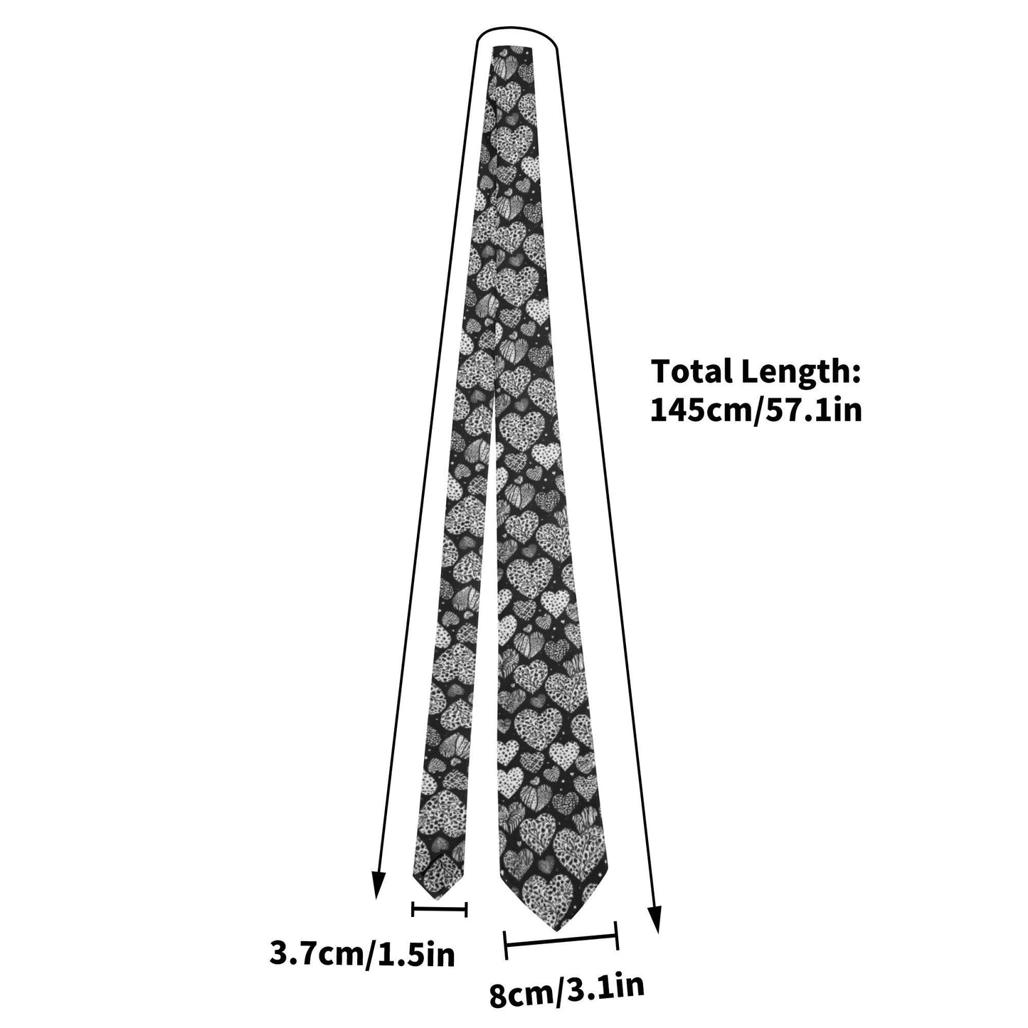 Black and White Hearts Men's Necktie - DeRose Seasonal