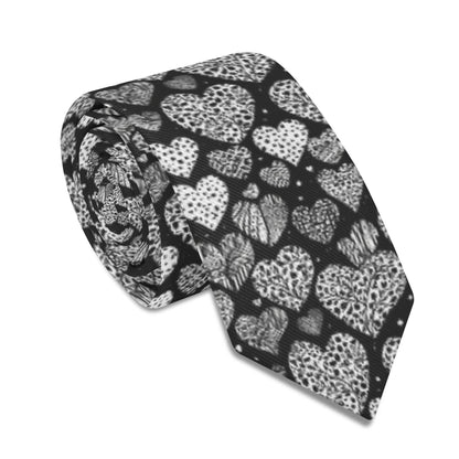 Black and White Hearts Men's Necktie - DeRose Seasonal