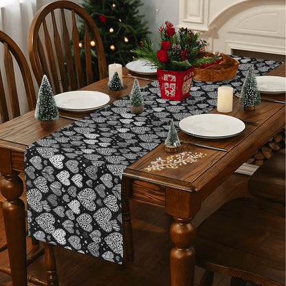 Black and White Hearts Polyester Table Runner - DeRose Seasonal