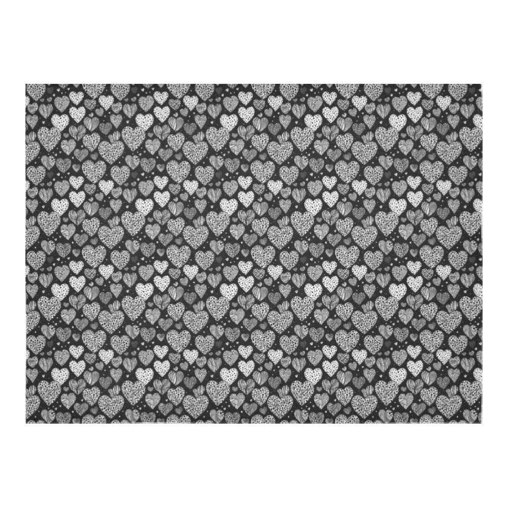 Black and White Hearts Polyester Tablecloth Polyester Tablecloth 70"x 52" DeRose Seasonal
