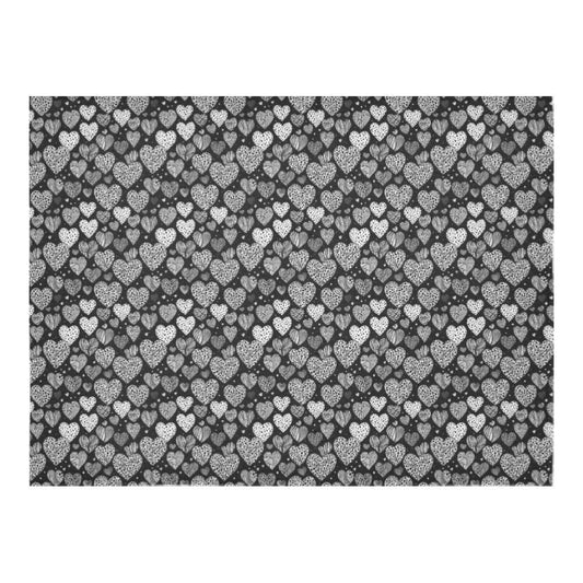 Black and White Hearts Polyester Tablecloth Polyester Tablecloth 70"x 52" DeRose Seasonal