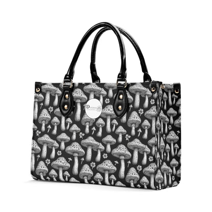 Black and White Mushroom Luxury Women Leather Handbag (3 sizes) - DeRose Seasonal