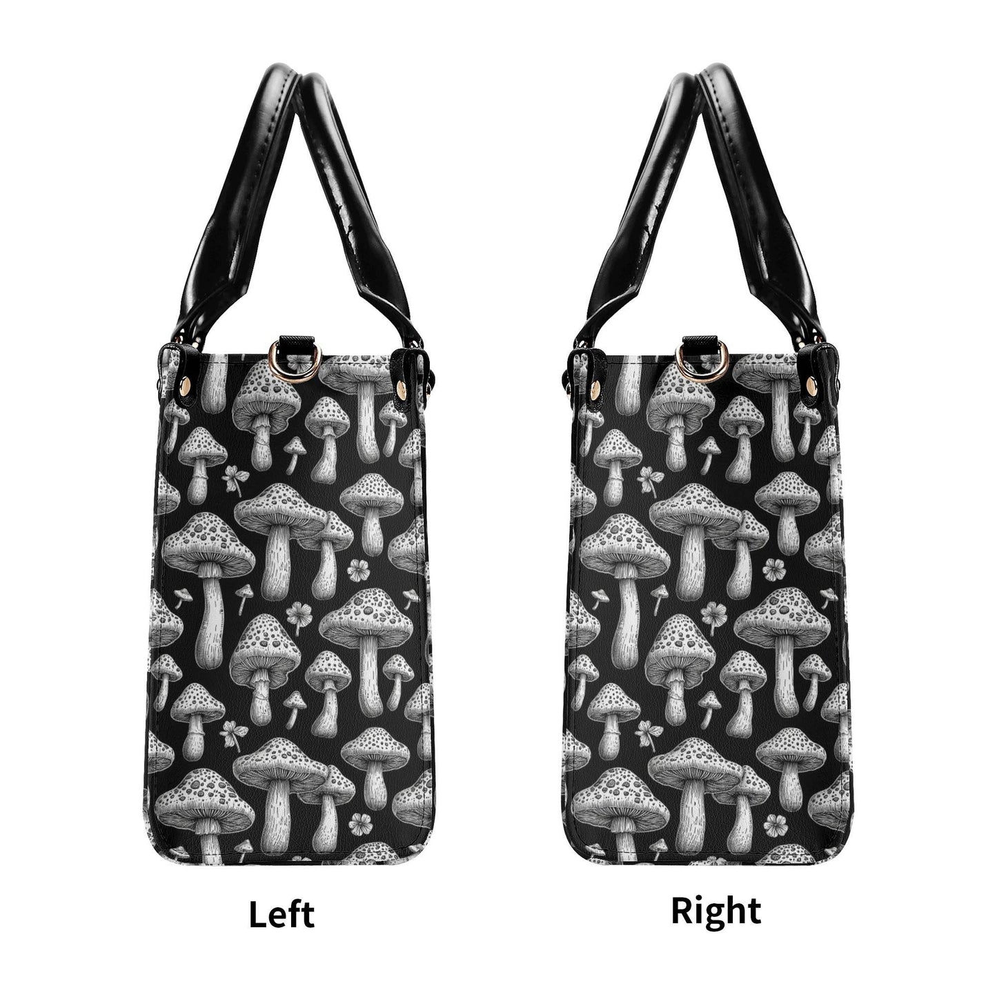 Black and White Mushroom Luxury Women Leather Handbag (3 sizes) - DeRose Seasonal