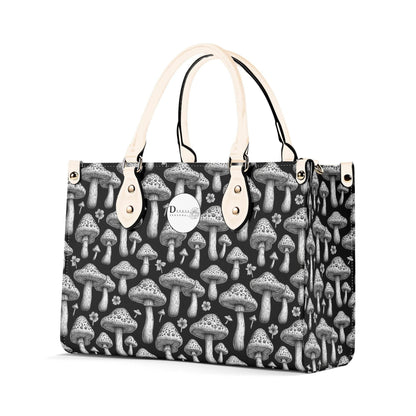 Black and White Mushroom Luxury Women Leather Handbag (3 sizes) - DeRose Seasonal