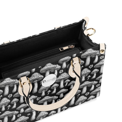 Black and White Mushroom Luxury Women Leather Handbag (3 sizes) - DeRose Seasonal