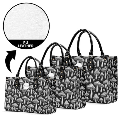 Black and White Mushroom Luxury Women Leather Handbag (3 sizes) - DeRose Seasonal