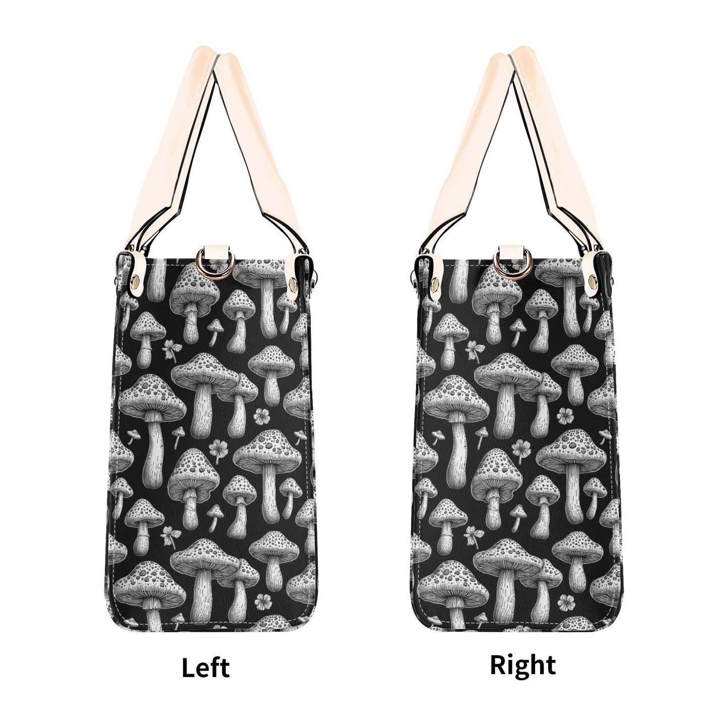 Black and White Mushroom Luxury Women Leather Handbag (3 sizes) - DeRose Seasonal