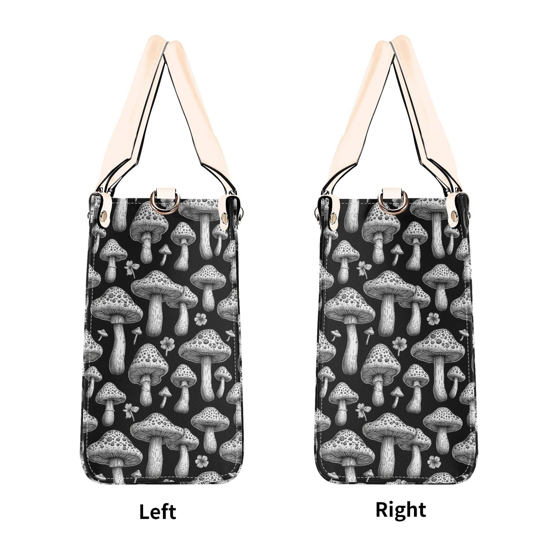 Black and White Mushroom Luxury Women Leather Handbag (3 sizes) - DeRose Seasonal