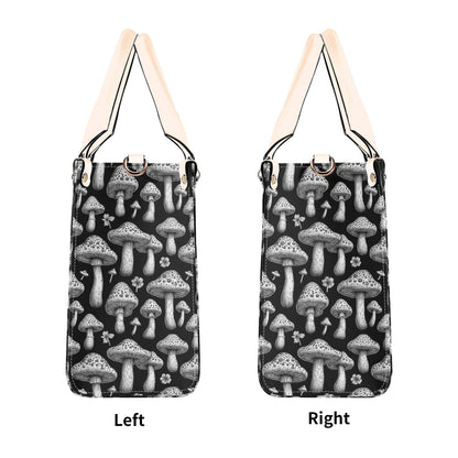 Black and White Mushroom Luxury Women Leather Handbag (3 sizes) - DeRose Seasonal