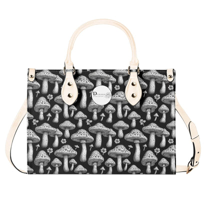 Black and White Mushroom Luxury Women Leather Handbag (3 sizes) - DeRose Seasonal