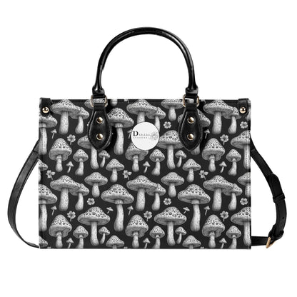 Black and White Mushroom Luxury Women Leather Handbag (3 sizes) - DeRose Seasonal