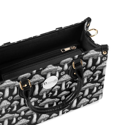 Black and White Mushroom Luxury Women Leather Handbag (3 sizes) - DeRose Seasonal