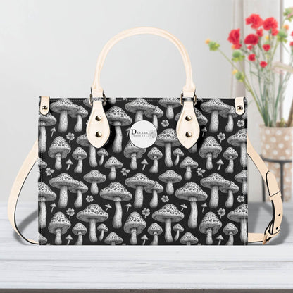 Black and White Mushroom Luxury Women Leather Handbag (3 sizes) - DeRose Seasonal