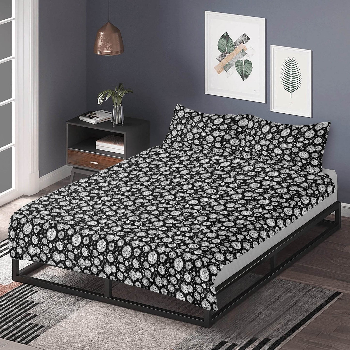 Black and White Ornament 3 Pcs Beddings - DeRose Seasonal