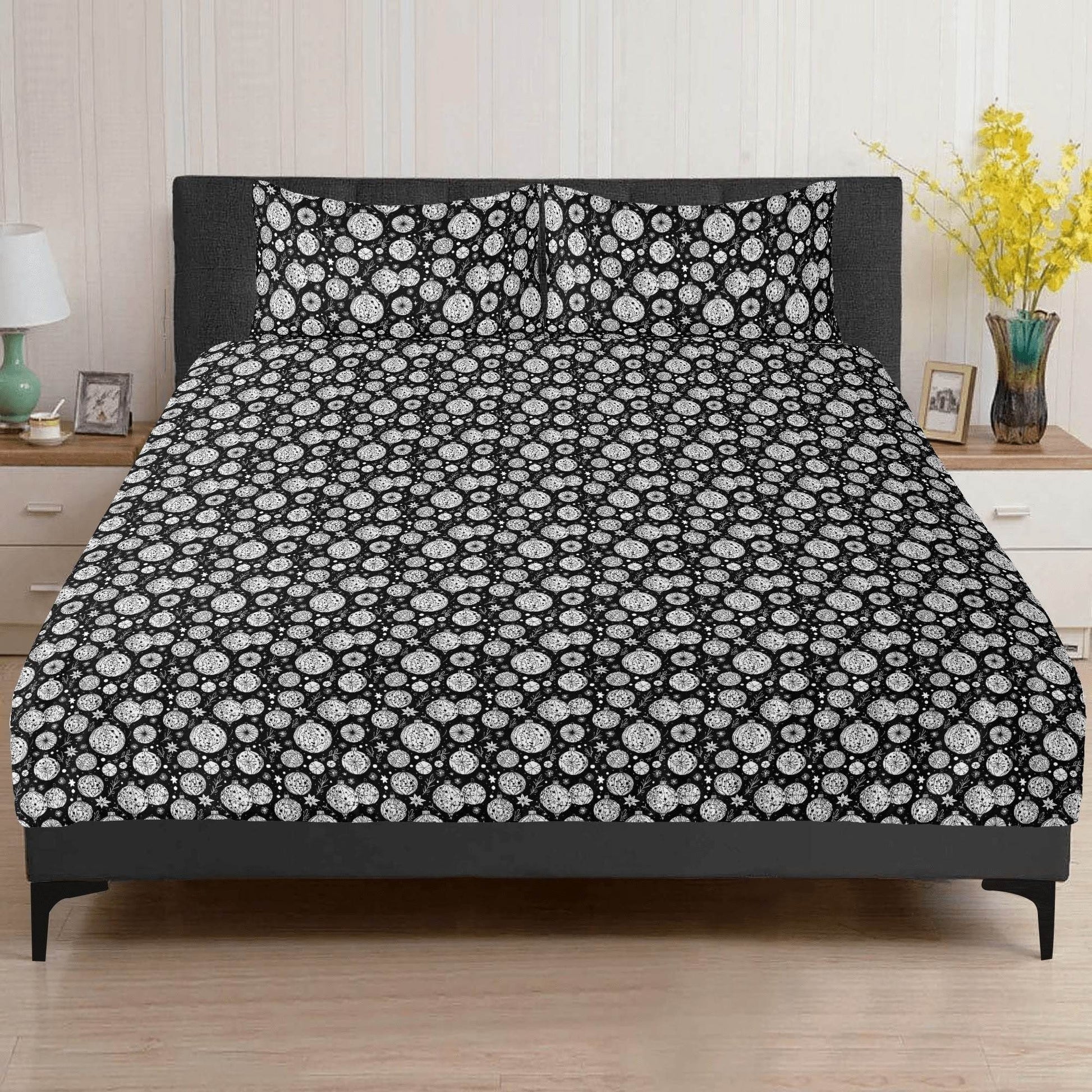 Black and White Ornament 3 Pcs Beddings - DeRose Seasonal