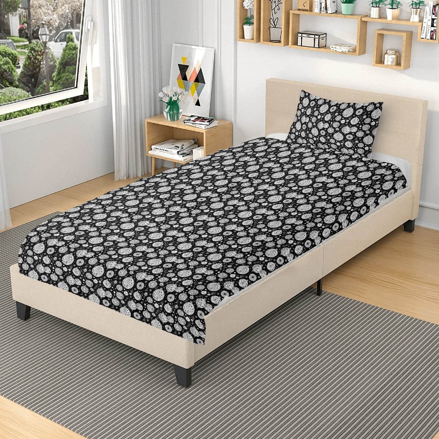 Black and White Ornament 3 Pcs Beddings - DeRose Seasonal