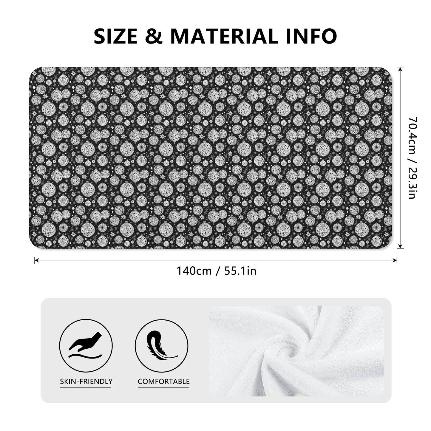 Black and White Ornament Bath Towel - DeRose Seasonal