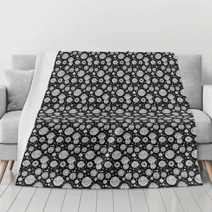 Black and White Ornament Flannel Breathable Blanket 4 Sizes - DeRose Seasonal