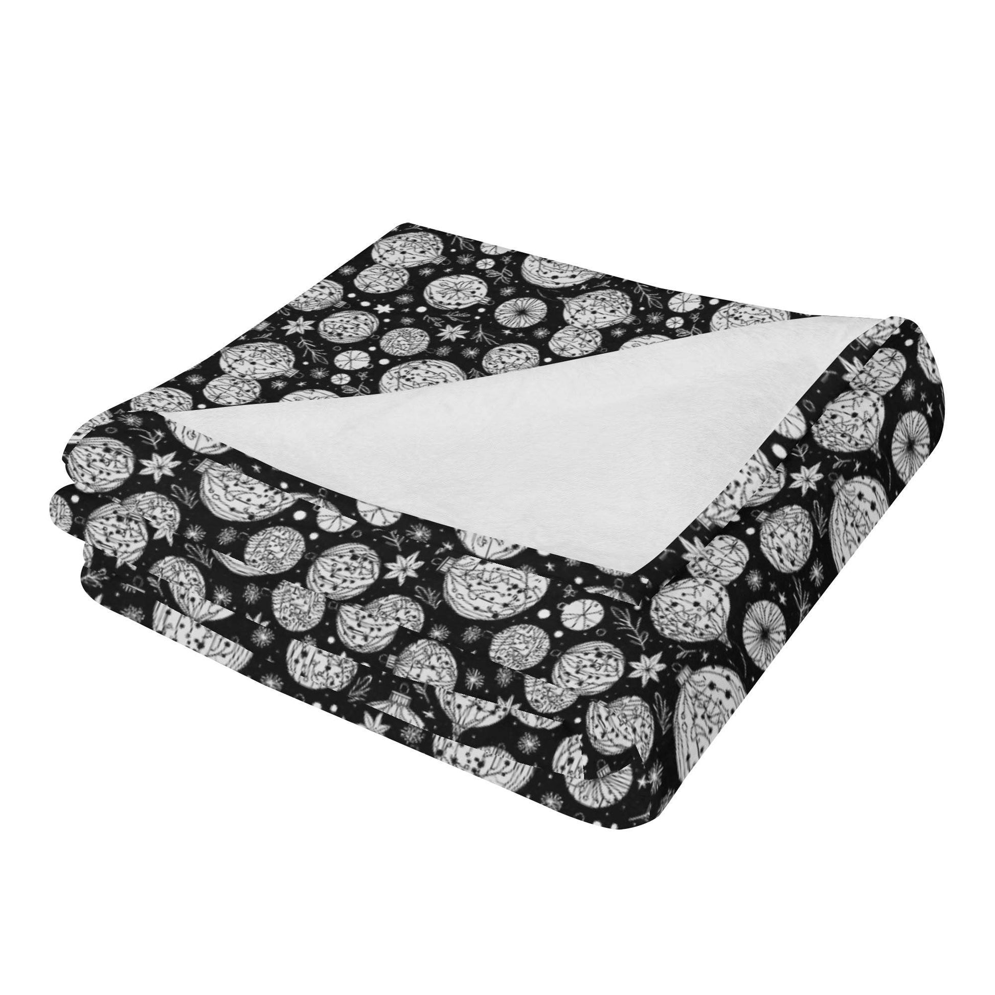 Black and White Ornament Flannel Breathable Blanket 4 Sizes - DeRose Seasonal