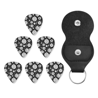 Black and White Ornament Guitar Plastic Picks (Set of 6) - DeRose Seasonal