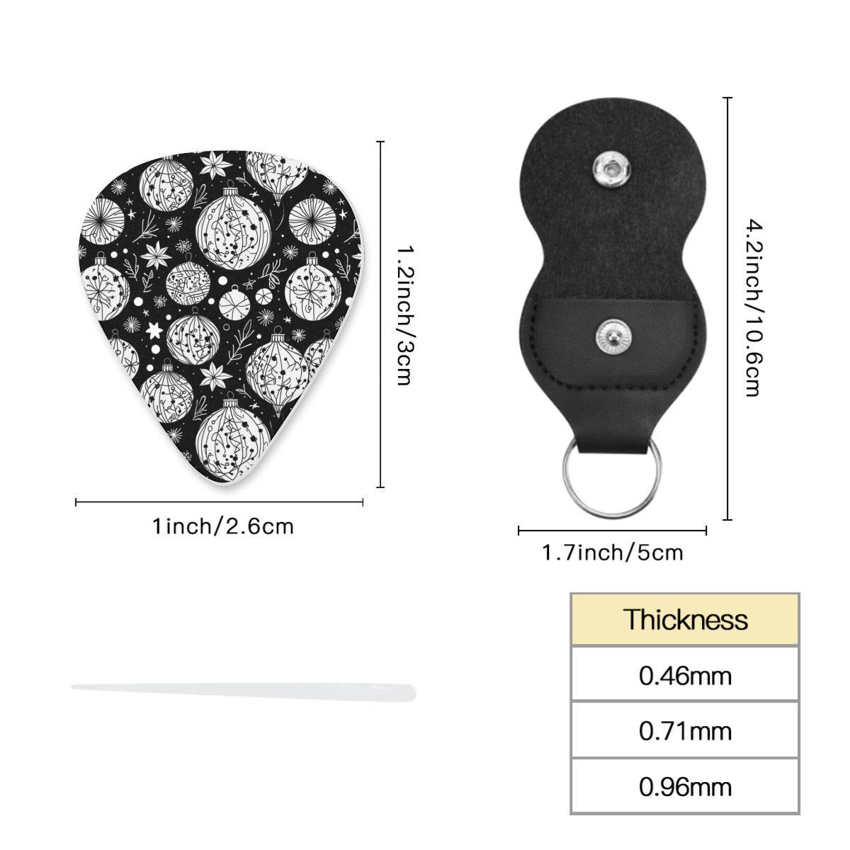 Black and White Ornament Guitar Plastic Picks (Set of 6) - DeRose Seasonal