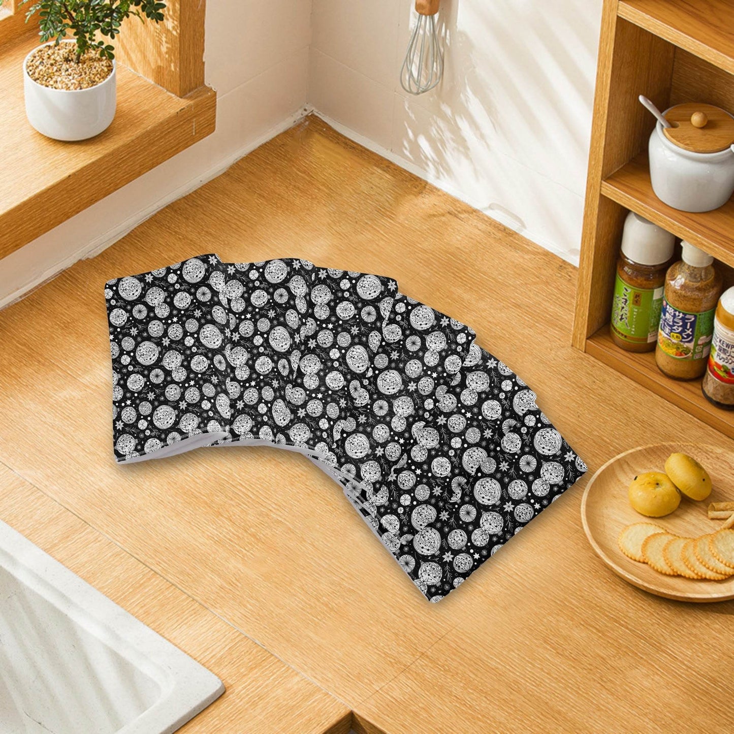 Black and White Ornament Hand Towels (6 Pcs) - DeRose Seasonal