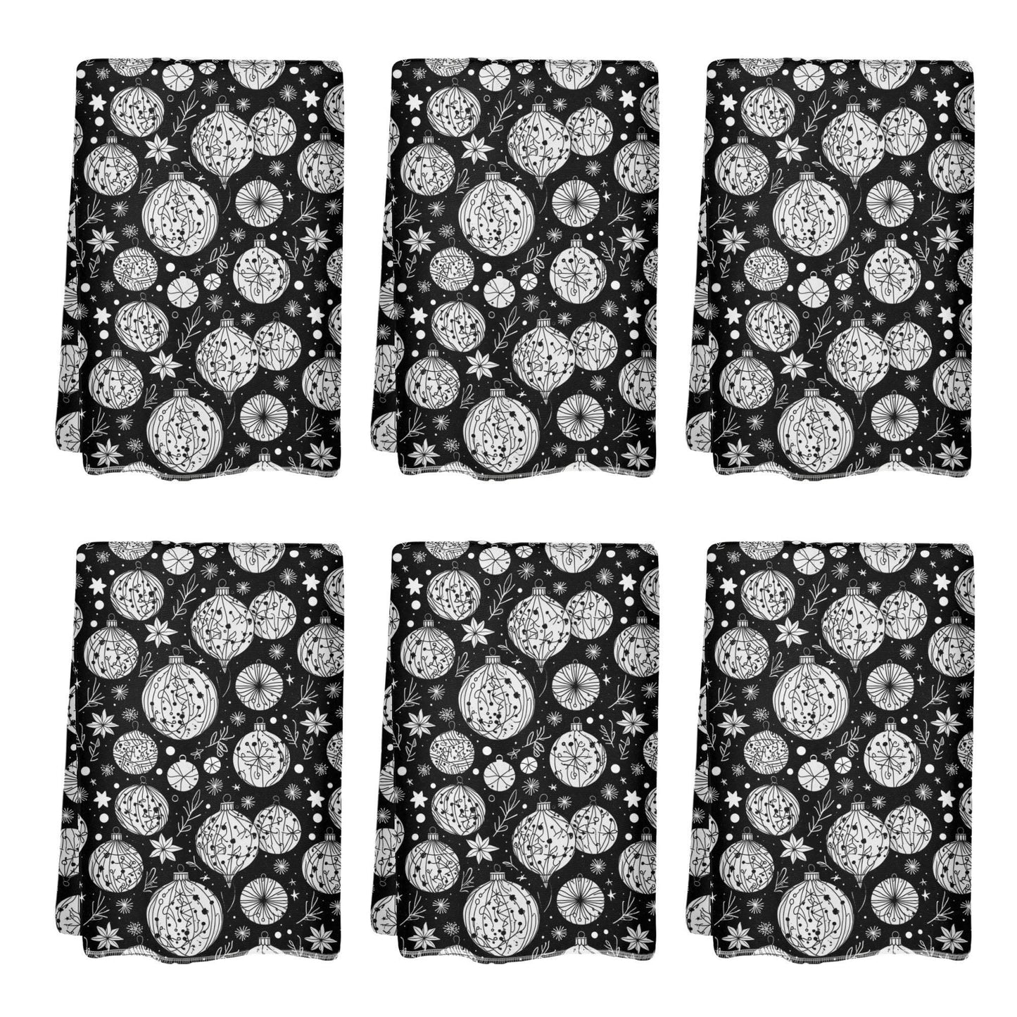 Black and White Ornament Hand Towels (6 Pcs) - DeRose Seasonal