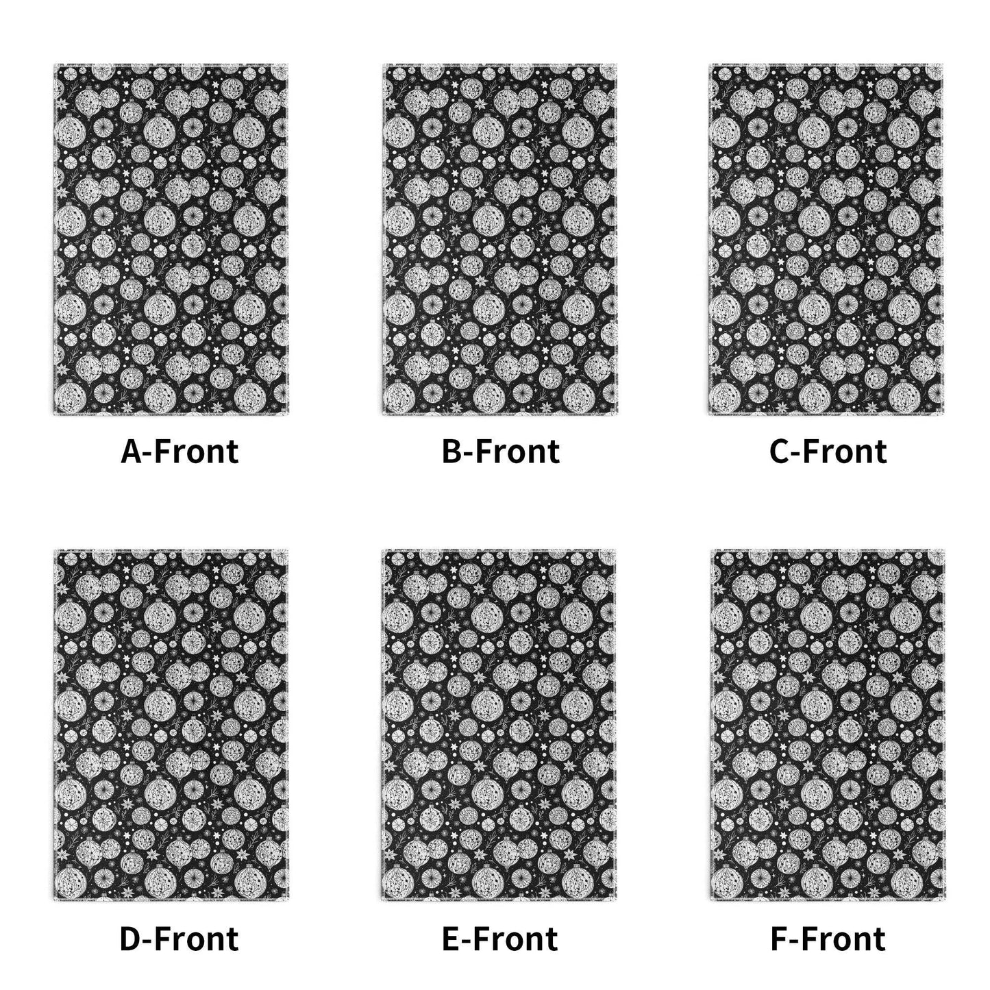 Black and White Ornament Hand Towels (6 Pcs) - DeRose Seasonal