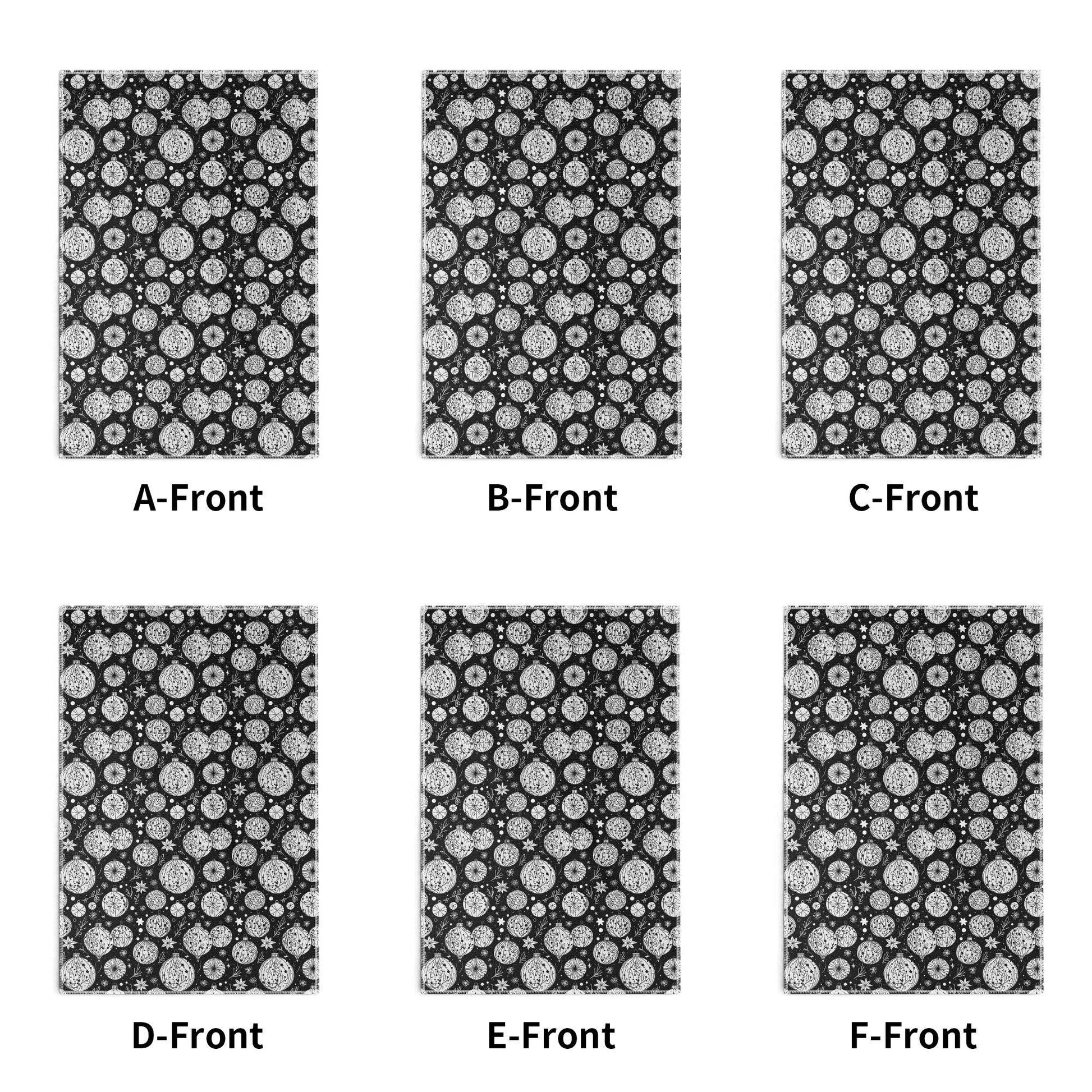 Black and White Ornament Hand Towels (6 Pcs) - DeRose Seasonal