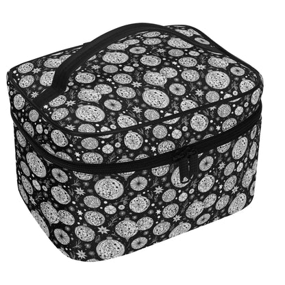 Black and White Ornament Leather Cosmetic Bag - DeRose Seasonal