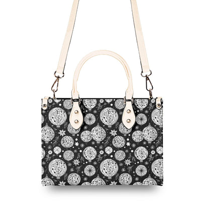 Black and White Ornament Luxury Women Leather Handbag - DeRose Seasonal